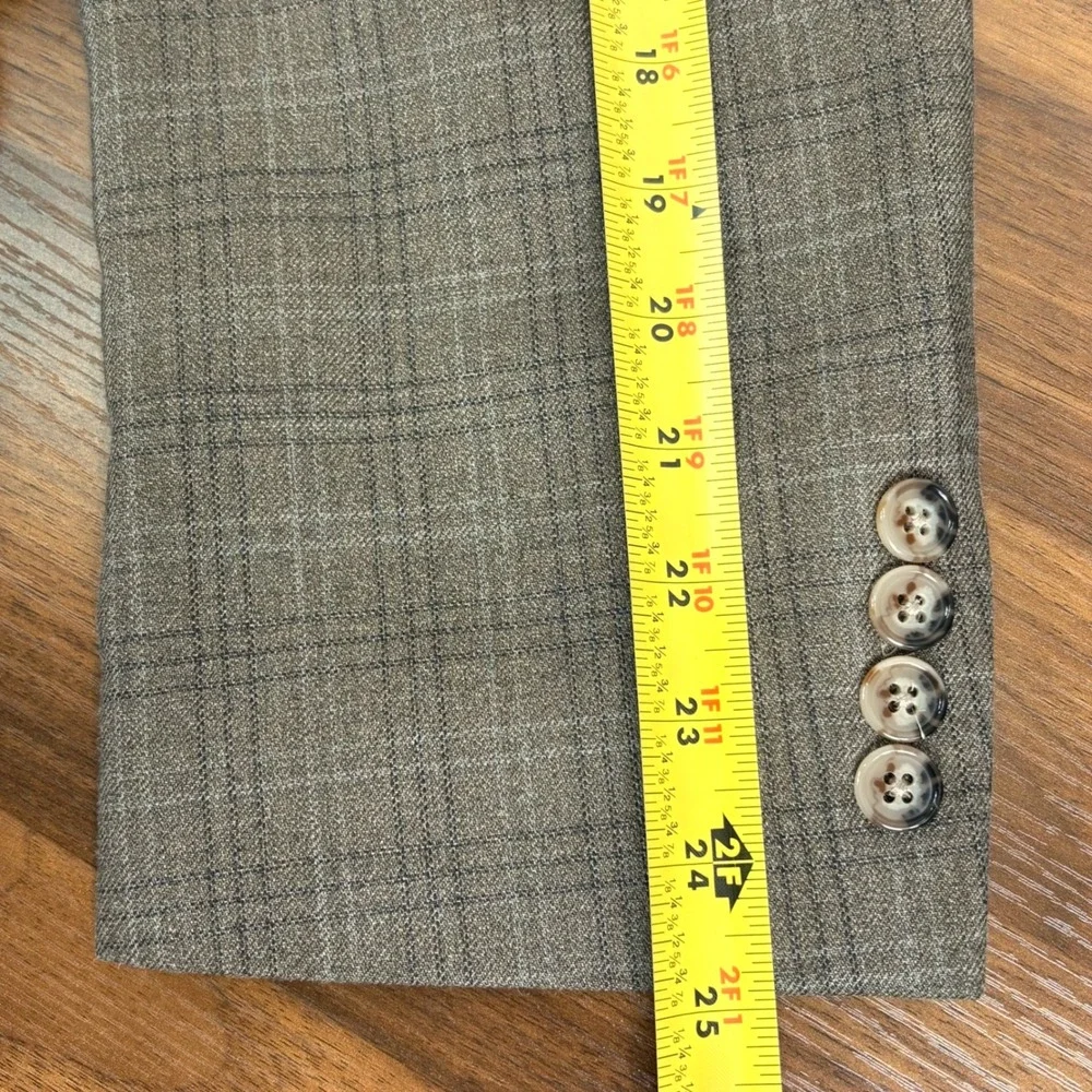 LAUREN Ralph Lauren Men's 42R Beige‎ Plaid Silk Wool Blazer Sport Coat Jacket